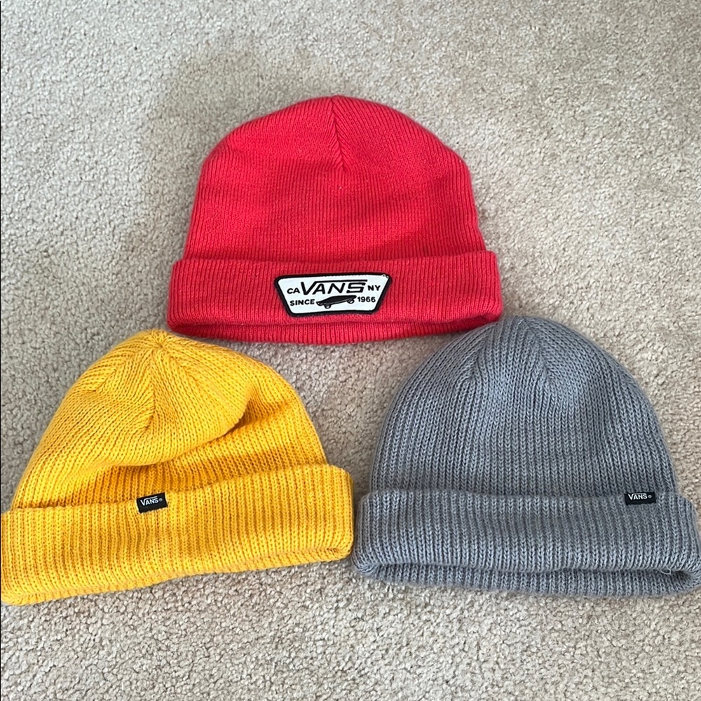 Vans Beanie Set - Red, Yellow, Gray